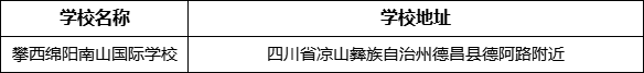 涼山州攀西綿陽南山國際學校地址在哪里？