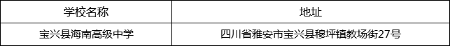 雅安市寶興縣海南高級(jí)中學(xué)地址在哪里？