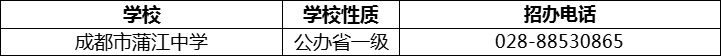 2024年成都市蒲江中學招辦電話是多少？