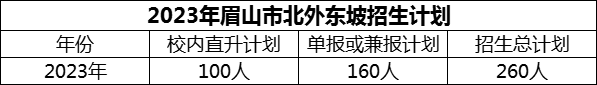 2024年眉山市北外東坡招生計劃是多少？