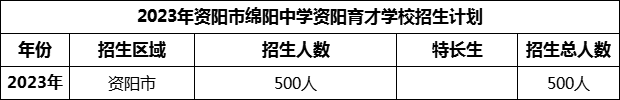 2024年資陽市綿陽中學資陽育才學校招生計劃是多少？