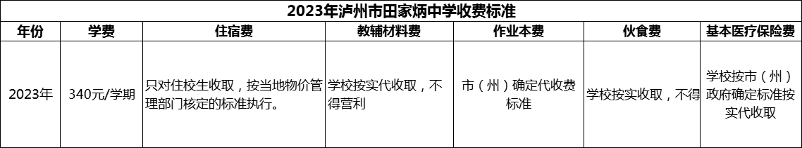 2024年瀘州市田家炳中學(xué)學(xué)費(fèi)多少錢(qián)？