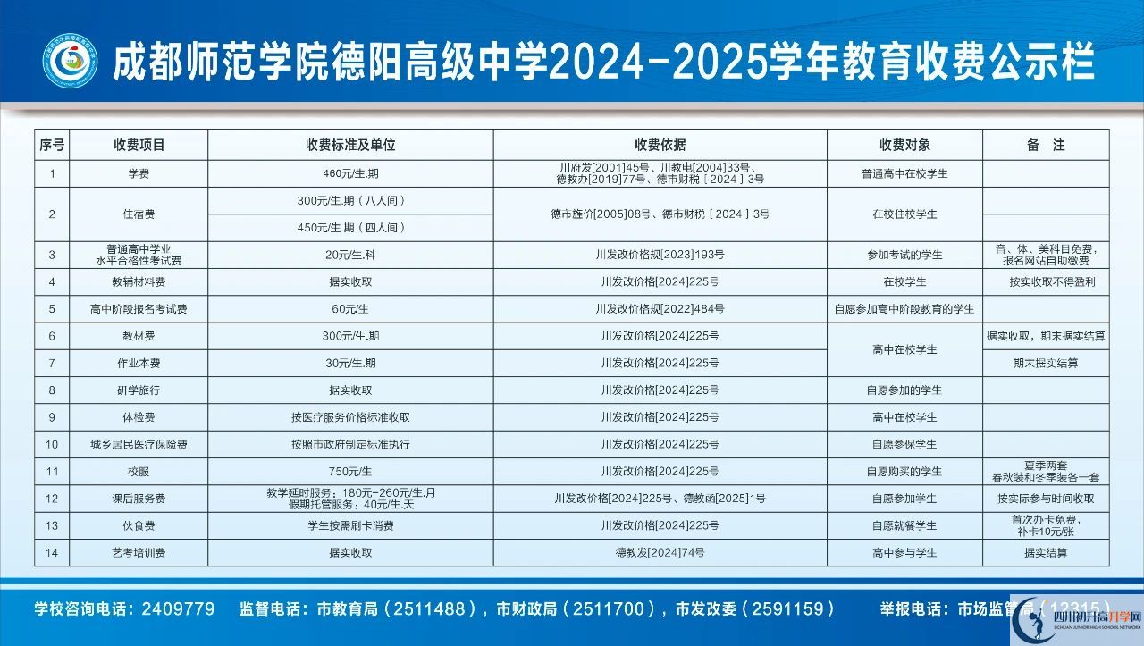 2026年德陽(yáng)市成都師范學(xué)院德陽(yáng)高級(jí)中學(xué)學(xué)費(fèi)多少錢？