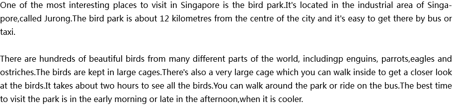 2020年中考英語(yǔ)滿(mǎn)分作文參考范文：The bird park