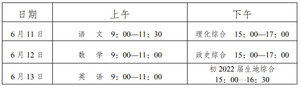 2022年內(nèi)江中考時(shí)間安排是怎么樣的？